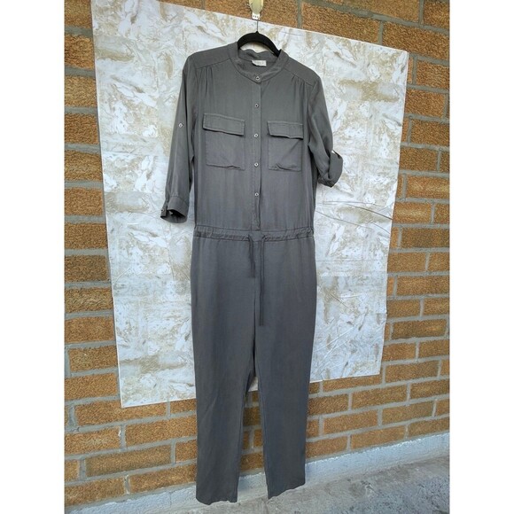 Suzy D London size small tencel jumpsuit made in Italy pewter/gray - Picture 2 of 12